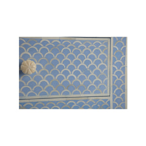 Chelsea House Milford Bone Inlay Chest With Blue-White Fish Scale Pattern, 4 Drawers, Coastal Artisan Statement 382998