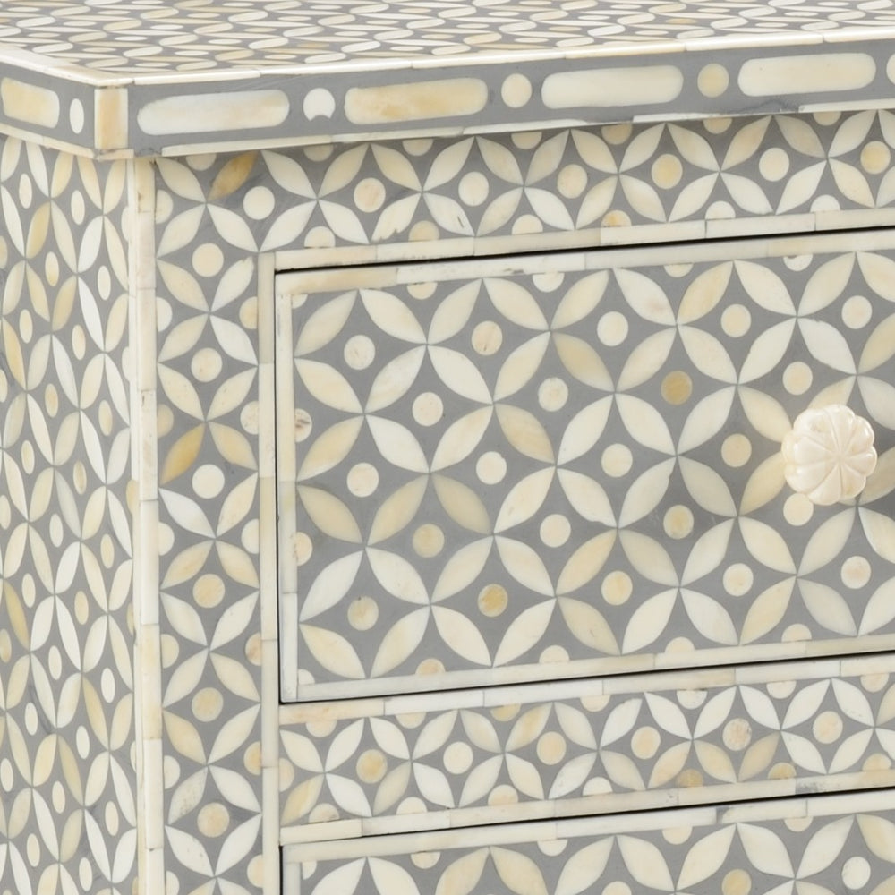 Chelsea House Milford Chest With Raised Geometric Gray Finish, Slim Four-Drawer Storage For Entryway & Bedroom 382999