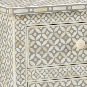 Chelsea House Milford Chest With Raised Geometric Gray Finish, Slim Four-Drawer Storage For Entryway & Bedroom 382999