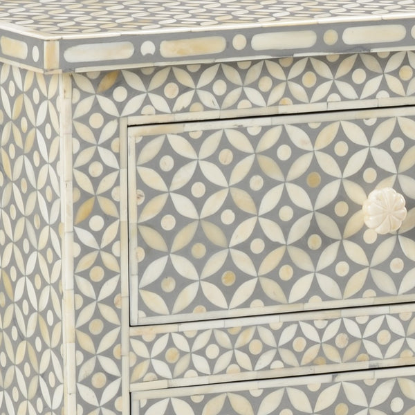 Chelsea House Milford Chest With Raised Geometric Gray Finish, Slim Four-Drawer Storage For Entryway & Bedroom 382999