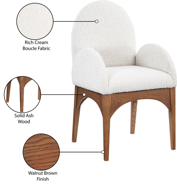 Waldorf Cream Boucle Fabric Dining Chair 382Cream-AC Meridian Furniture