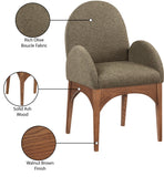 Waldorf Olive Boucle Fabric Dining Chair 382Olive-AC Meridian Furniture