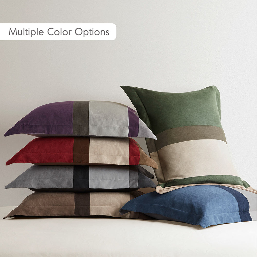 JLA Home Comfort Spaces - Pieced Faux Suede Comforter Set with Transitional Stripes, Lightweight Year-Round Warmth and Plush Loft Green AM10-0296