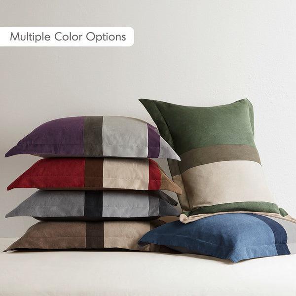 JLA Home Comfort Spaces - Pieced Faux Suede Comforter Set with Transitional Stripes, Lightweight Year-Round Warmth and Plush Loft Green AM10-0296