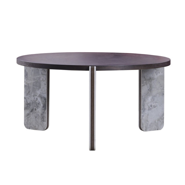 English Elm Set of 2 Round Sintered Stone Nesting Tables Sleek Modern Accent for Living Rooms W2899P405895