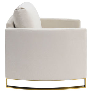 English Elm Rufo Beige Curved Track Arm Chair with Gold Stainless Legs, Plush Upholstery for Modern Luxury (97) B062P331080