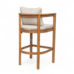 English Elm Christopher Knight Home® - Abaco Acacia Outdoor Barstool Set of 2 with Removable Gray Cushions, Rustic Curved Back Support Teak+ Beige N775P294071T