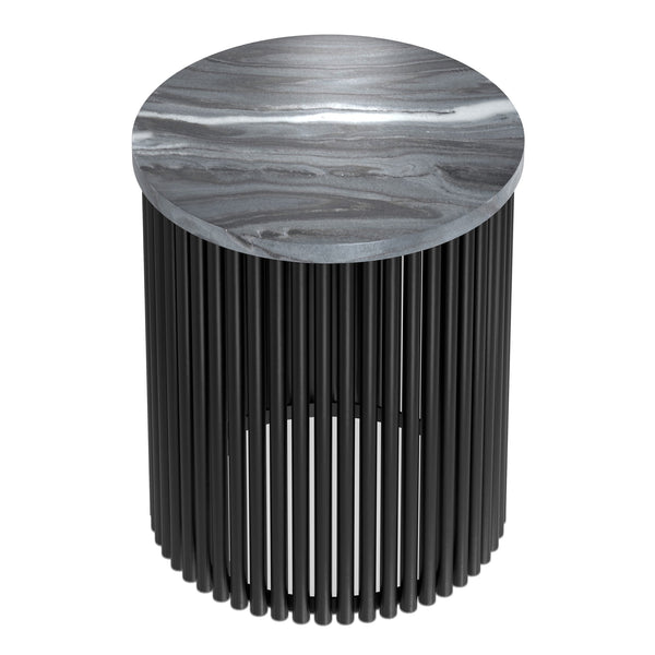 English Elm Demy Black Marble Accent Table with Sturdy Slatted Metal Base, Compact Round End Table (21.3") B136P361857