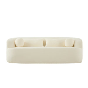 English Elm [new]86" Chenille Cloud Sofa Curved Legless 3-seater with Pocket Springs for Living Room Beige N723P404465A