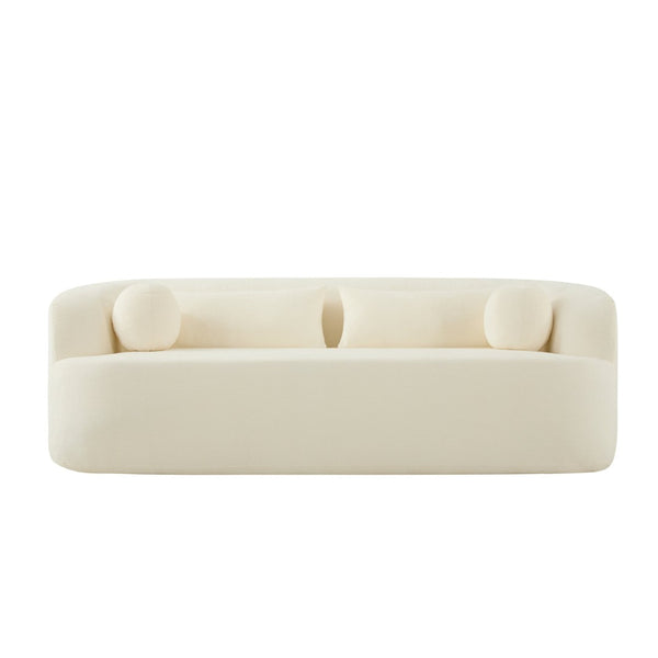 English Elm [new]86" Chenille Cloud Sofa Curved Legless 3-seater with Pocket Springs for Living Room Beige N723P404465A