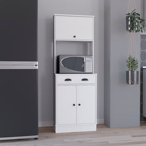 English Elm Apex Compact Kitchen Pantry 66.3" H with Drawer, 3 Shelves & Cabinets for Organized Storage White 37.7 L x 20 W x 8.26 H B097P199736