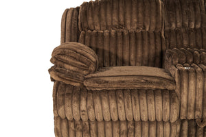 English Elm Manual Motion Loveseat with Fur-Like Corduroy Upholstery, Plush Arms, Dual Cup Holders & Storage Chocolate 33 L x 82 W x 28 H B089P296897