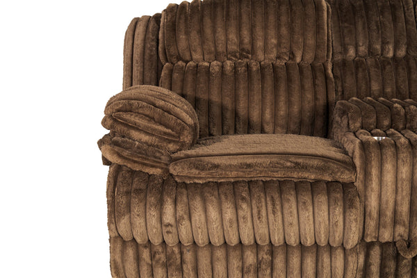 English Elm Manual Motion Loveseat with Fur-Like Corduroy Upholstery, Plush Arms, Dual Cup Holders & Storage Chocolate 33 L x 82 W x 28 H B089P296897