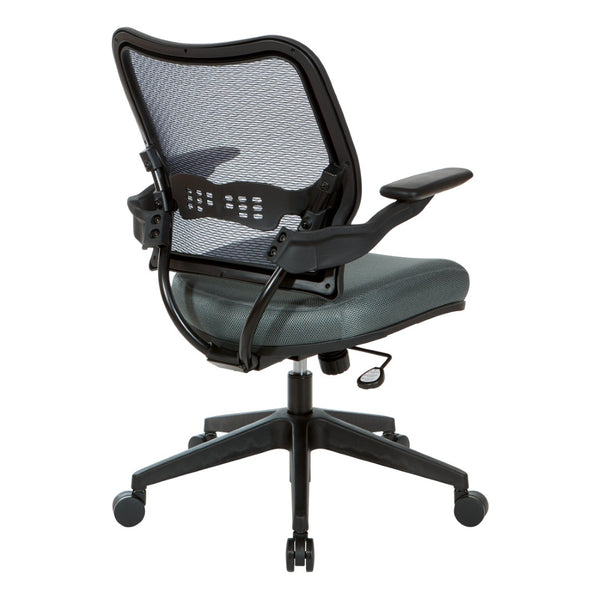 OSP Home Furnishings Deluxe Mesh Back Office Chair with Lumbar Support Synchro Tilt and Padded Arm Rests Grey 13-37N1P3-2M