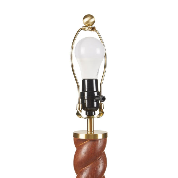 English Elm 1- Piece Faux Wood Resin Table Lamp Fluted Shade Usb-c Port for Bedroom Desk B035P482923