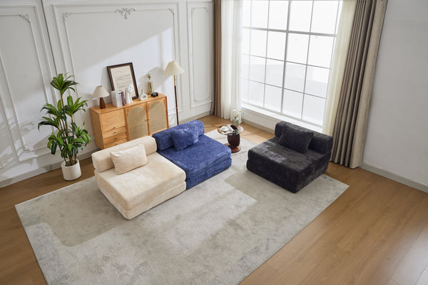 English Elm Compression Sofa Bed - Versatile Chenille Floor Sofa With Modular Design For Living Room & Dorms W3723P345646