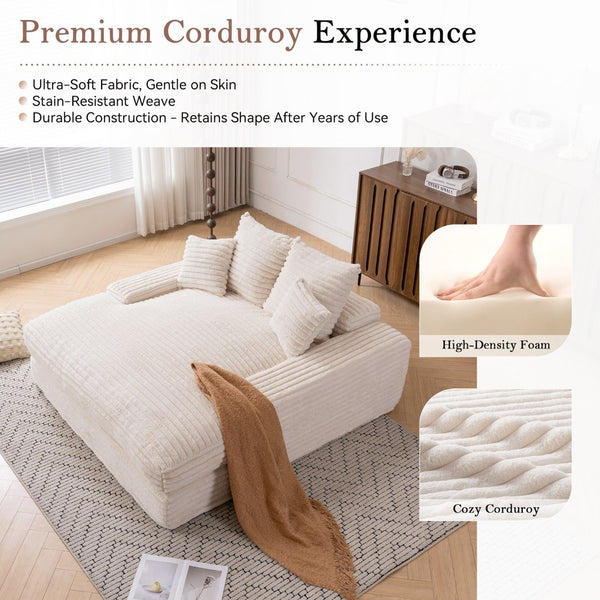English Elm 028-oversized Corduroy Chaise Sleeper Sofa with Foam Support for Apartments W527P412860