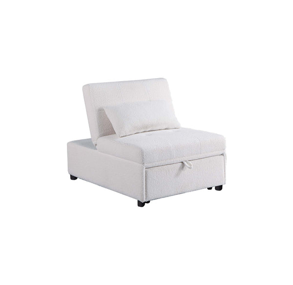 English Elm Convertible Sofa with Pull-Out Bed, Sleek Armless Sherpa Upholstery, Cozy Plush Pillow Included White 45 L x 33 W x 17 H B089P240523
