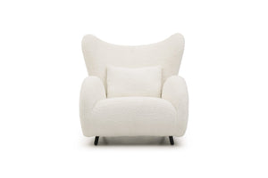 English Elm 2p, Wingback Teddy Fabric Accent Chair with Ottoman Set for Bedroom Lounge W2664S00082
