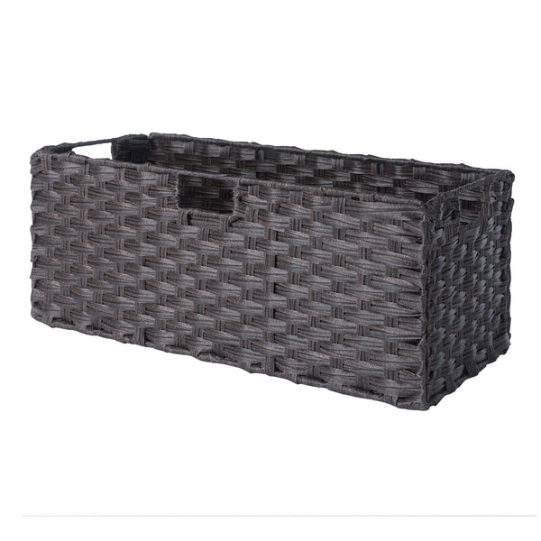 Winsome Wood Melanie 3-piece Foldable Woven Fiber Basket Set In Chocolate - Stylish Storage For Home Organization Chocolate Polypropylene 38303-winsome-wood