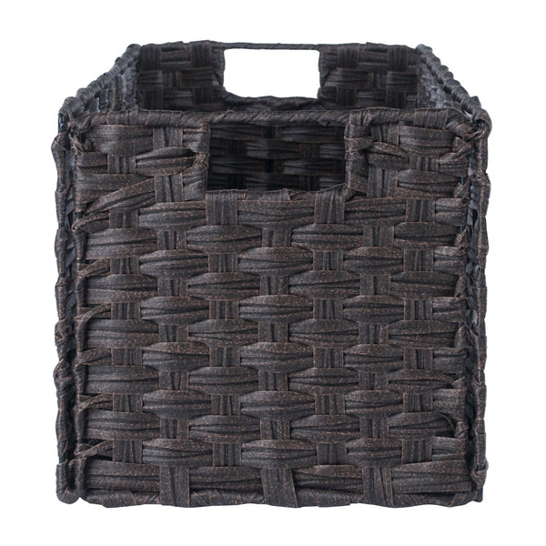 Winsome Wood Melanie 3-piece Foldable Woven Fiber Basket Set In Chocolate - Stylish Storage For Home Organization Chocolate Polypropylene 38303-winsome-wood