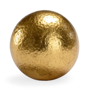Chelsea House Hammered Gold Orb By Claire Bell — 6" Hand-Finished Hammered Texture, Luminous Leaf Accent Sphere 383046