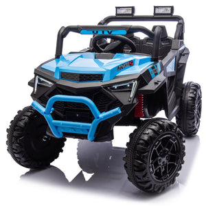 English Elm 24v 400w Kids Electric Utv Ride on with Remote Bluetooth Led Suspension Cockpit Blue W1578P284296