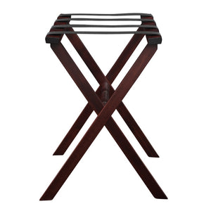 Homeroots Hotel Cherry Mahogany Folding Luggage Rack With Black Straps  Solid Wood And Manufactured Wood 383075