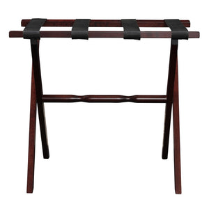 Homeroots Hotel Cherry Mahogany Folding Luggage Rack With Black Straps  Solid Wood And Manufactured Wood 383075