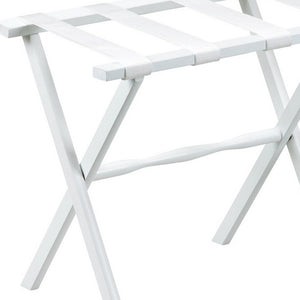 Homeroots Hotel White Finish Wood Folding Luggage Rack With White Straps  Solid Wood And Manufactured Wood 383078