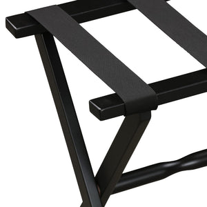 Homeroots Hotel Black Finish Wood Folding Luggage Rack With Black Straps  Solid Wood And Manufactured Wood 383079