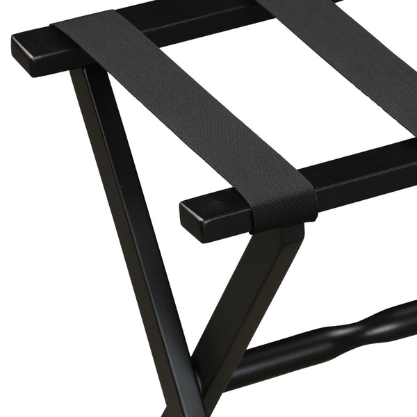 Homeroots Hotel Black Finish Wood Folding Luggage Rack With Black Straps  Solid Wood And Manufactured Wood 383079