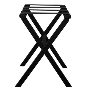 Homeroots Hotel Black Finish Wood Folding Luggage Rack With Black Straps  Solid Wood And Manufactured Wood 383079