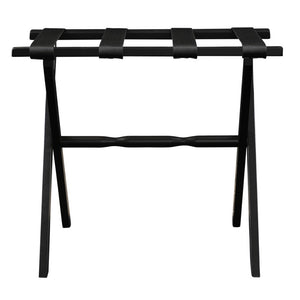 Homeroots Hotel Black Finish Wood Folding Luggage Rack With Black Straps  Solid Wood And Manufactured Wood 383079