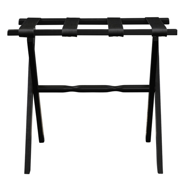 Homeroots Hotel Black Finish Wood Folding Luggage Rack With Black Straps  Solid Wood And Manufactured Wood 383079