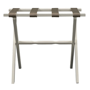 Homeroots Hotel Ivory Finish Wood Folding Luggage Rack With Tan Straps  Solid Wood And Manufactured Wood 383080