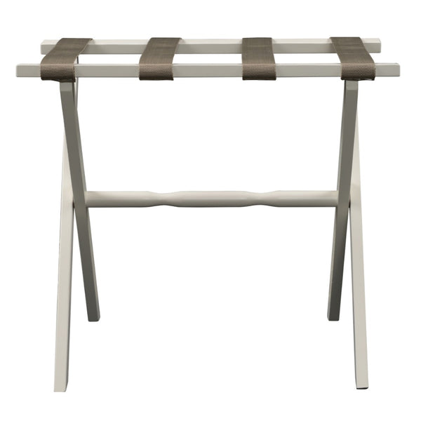 Homeroots Hotel Ivory Finish Wood Folding Luggage Rack With Tan Straps  Solid Wood And Manufactured Wood 383080