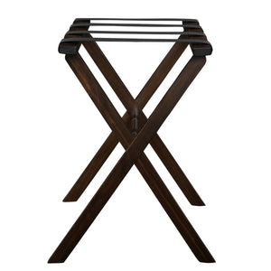 Homeroots Hotel Dark Walnut Finish Wood Folding Luggage Rack With Black Straps  Solid Wood And Manufactured Wood 383081