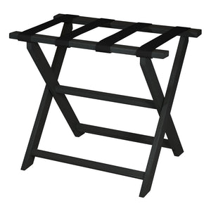 Homeroots Earth Friendly Black Folding Luggage Rack With Black Straps  Plastic 383082