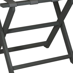 Homeroots Earth Friendly Dark Gray Folding Luggage Rack With Gray Straps  Plastic 383084