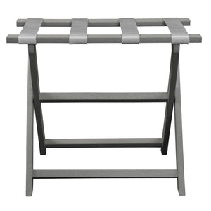 Homeroots Earth Friendly Light Gray Folding Luggage Rack With White Straps  Plastic 383085