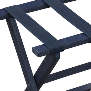 Homeroots Earth Friendly Navy Blue Folding Luggage Rack With Navy Straps  Plastic 383086