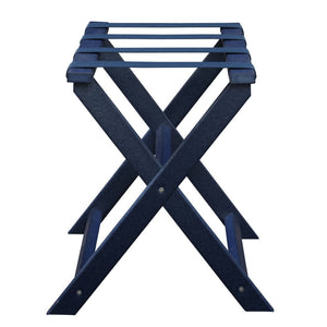 Homeroots Earth Friendly Navy Blue Folding Luggage Rack With Navy Straps  Plastic 383086