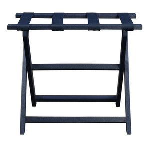 Homeroots Earth Friendly Navy Blue Folding Luggage Rack With Navy Straps  Plastic 383086