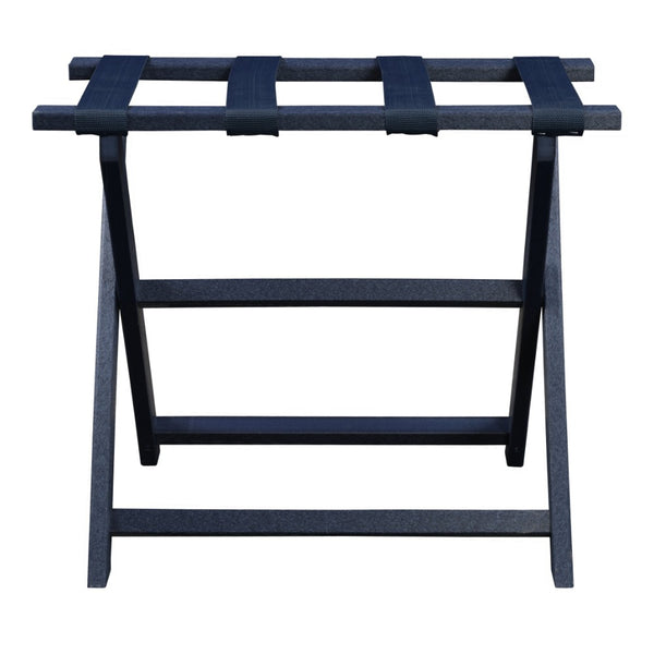 Homeroots Earth Friendly Navy Blue Folding Luggage Rack With Navy Straps  Plastic 383086