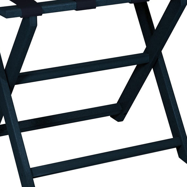 Homeroots Earth Friendly Navy Blue Folding Luggage Rack With Navy Straps  Plastic 383086