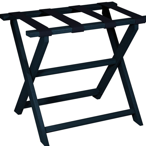 Homeroots Earth Friendly Navy Blue Folding Luggage Rack With Navy Straps  Plastic 383086