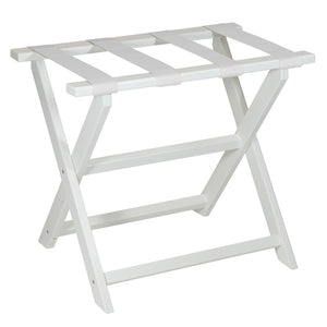 Homeroots Earth Friendly White Folding Luggage Rack With White Straps  Plastic 383089