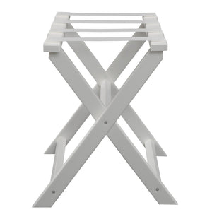 Homeroots Earth Friendly White Folding Luggage Rack With White Straps  Plastic 383089