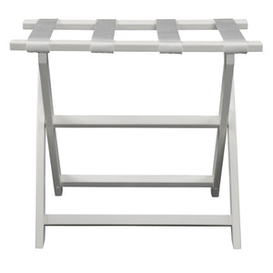 Homeroots Earth Friendly White Folding Luggage Rack With White Straps  Plastic 383089